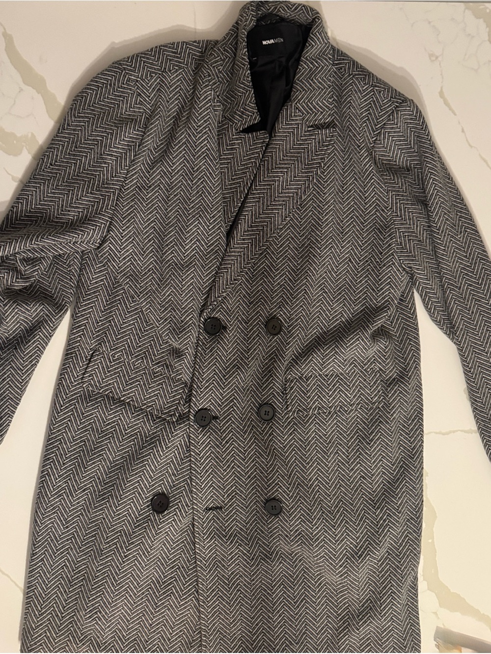 H&M Men’s Gray Herringbone Double-Breasted Sport Coat